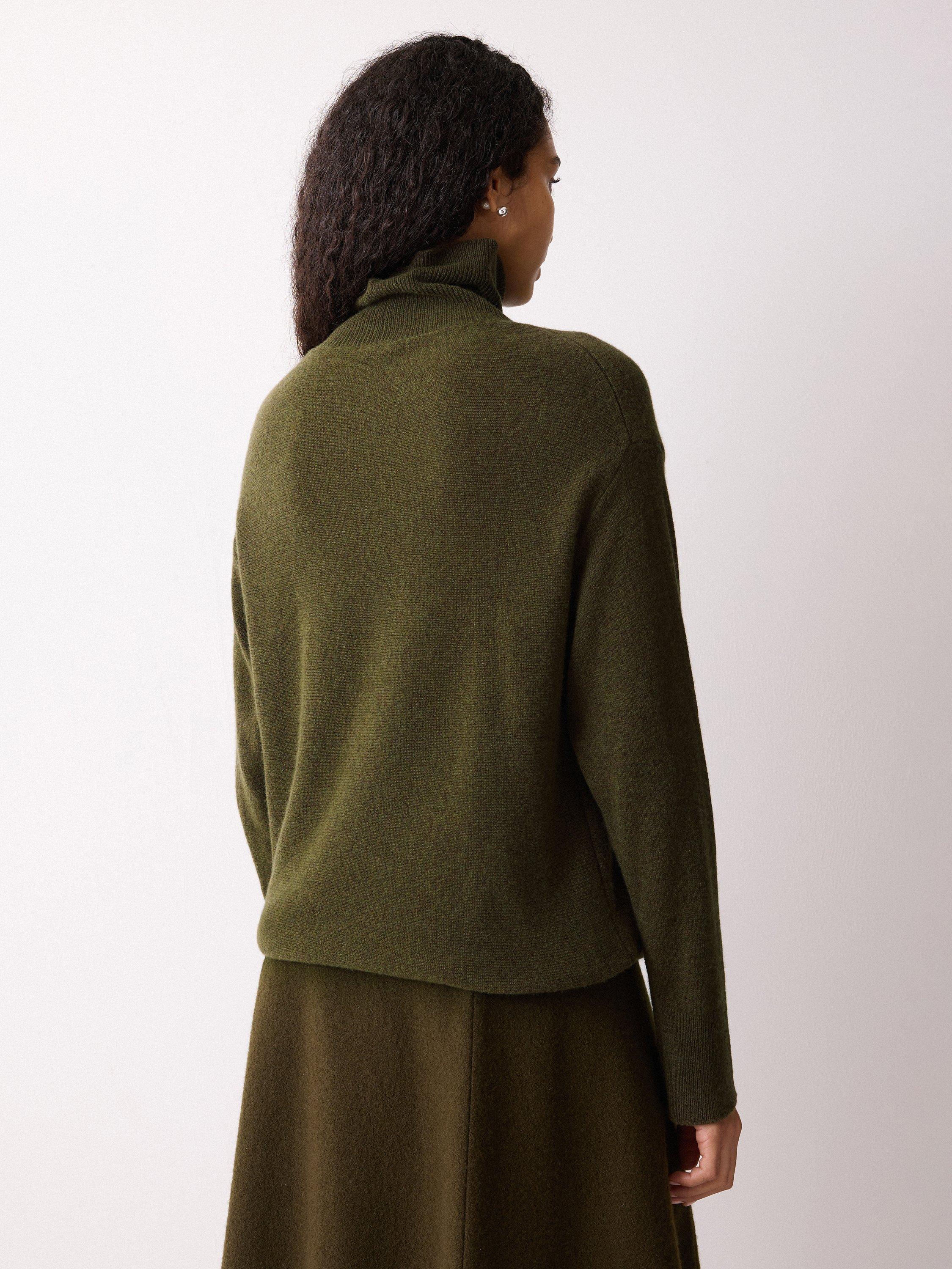 Product image 2 of 5, which shows Jigsaw Turtleneck Cocoon Wool Rich Jumper, Khaki, XS