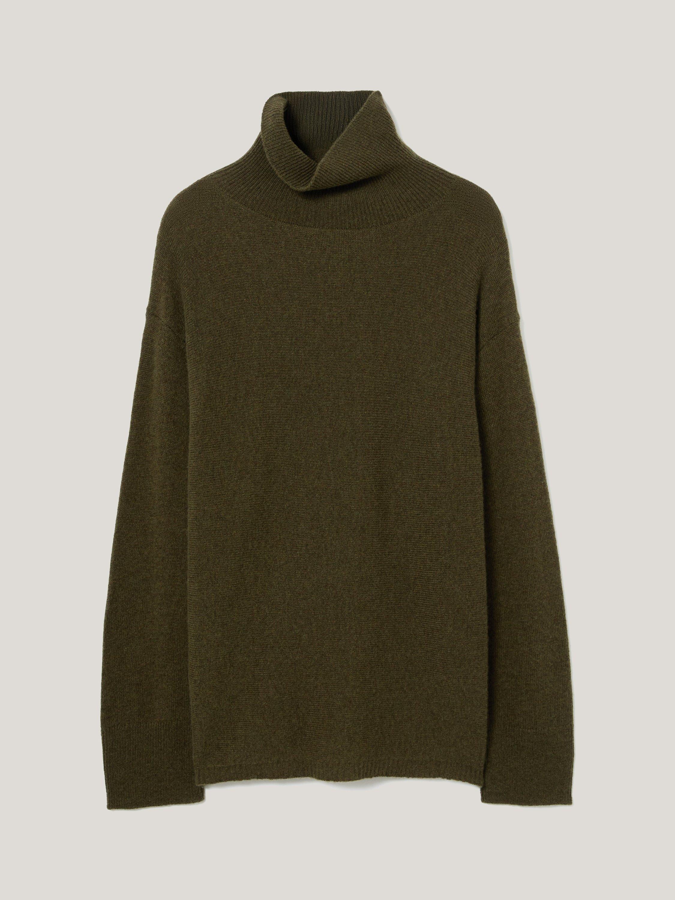Product image 5 of 5, which shows Jigsaw Turtleneck Cocoon Wool Rich Jumper, Khaki, XS