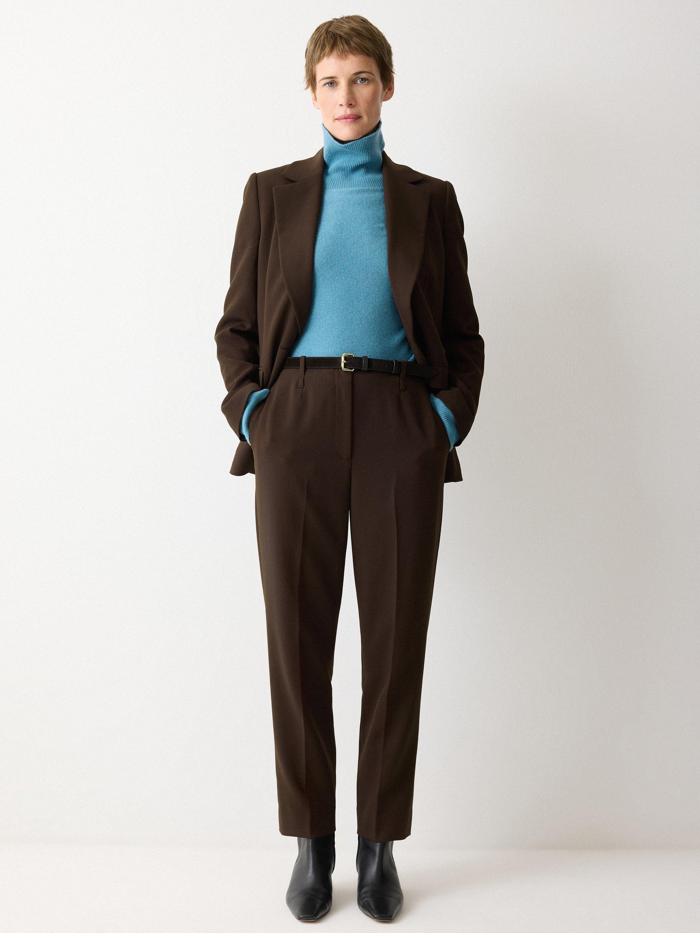 Product image 1 of 5, which shows Jigsaw Tailored Cropped Trousers, Brown, 10