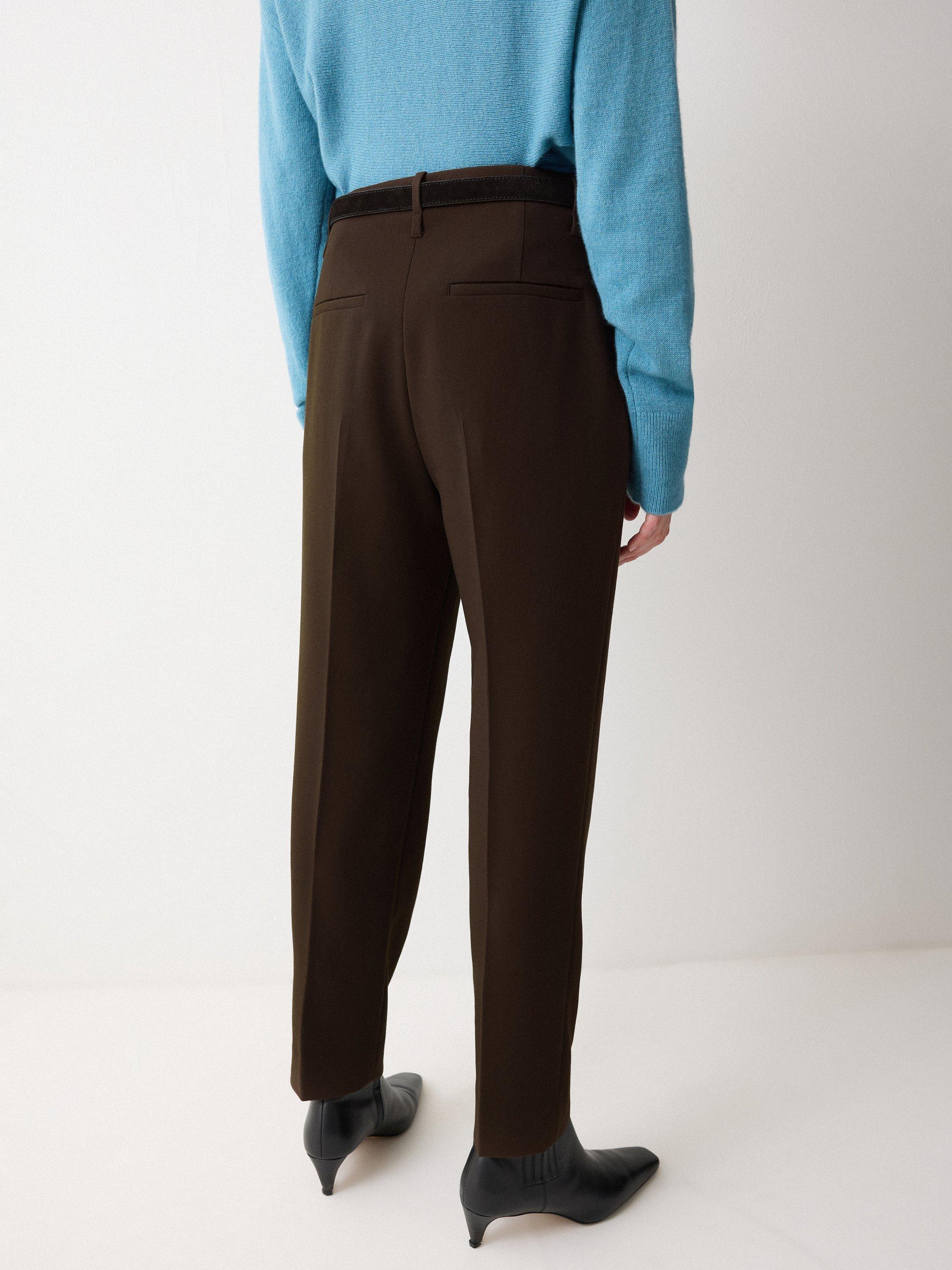 Product image 2 of 5, which shows Jigsaw Tailored Cropped Trousers, Brown, 10