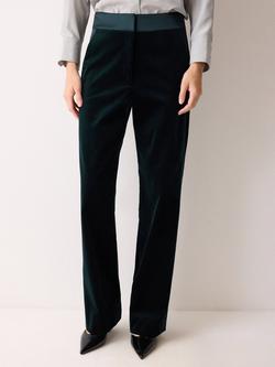 Jigsaw Satin Stripe Velvet Trousers, Green