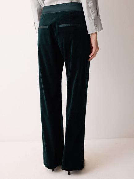 Jigsaw Satin Stripe Velvet Trousers - view 2, Green