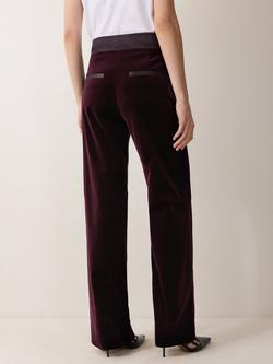 Jigsaw Satin Stripe Velvet Trousers - view 2, Purple