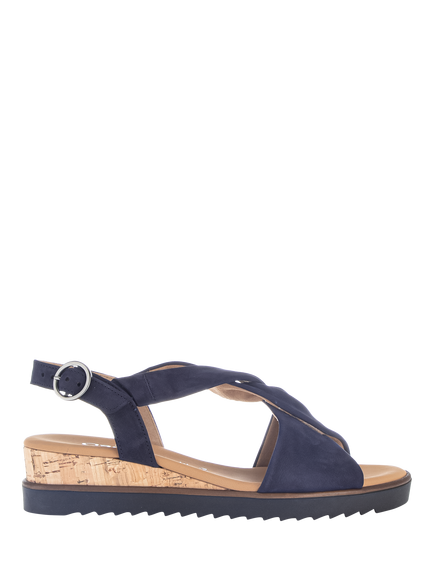 Gabor Rich Wide Fit Twist Suede Sandals, Navy, Navy