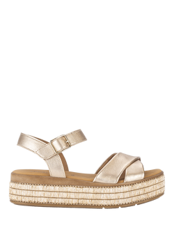 Gabor Wick Raffia and Leather Flatform Slingback Sandals, Champagne, Champagne