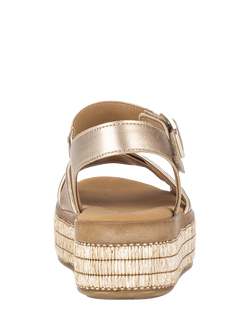 Gabor Wick Raffia and Leather Flatform Slingback Sandals, Champagne - view 2, Champagne