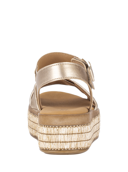 Gabor Wick Raffia and Leather Flatform Slingback Sandals, Champagne - view 2, Champagne