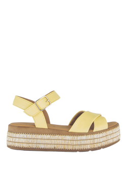 Gabor Wick Leather Raffia Trim Slingback Sandals, Yellow, Yellow