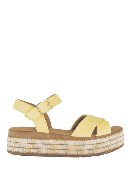 Gabor Wick Leather Raffia Trim Slingback Sandals, Yellow, Yellow