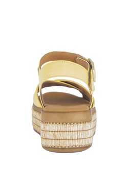 Gabor Wick Leather Raffia Trim Slingback Sandals, Yellow - view 2, Yellow