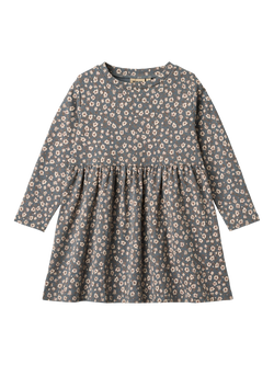 WHEAT Kids' Cotton Long Sleeved Dress, Stormy Weather, Stormy Weather