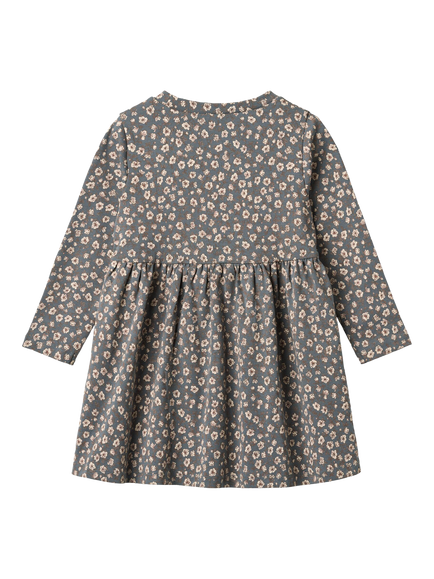 WHEAT Kids' Cotton Long Sleeved Dress, Stormy Weather - view 2, Stormy Weather