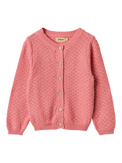 WHEAT Kids' Magnella Structured Knit Cardigan, Soft Pink