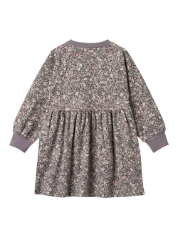 WHEAT Kids' Cotton Long Sleeved Dress, Purple Stone - view 2, Purple Stone