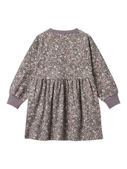 WHEAT Kids' Cotton Long Sleeved Dress, Purple Stone - view 2, Purple Stone