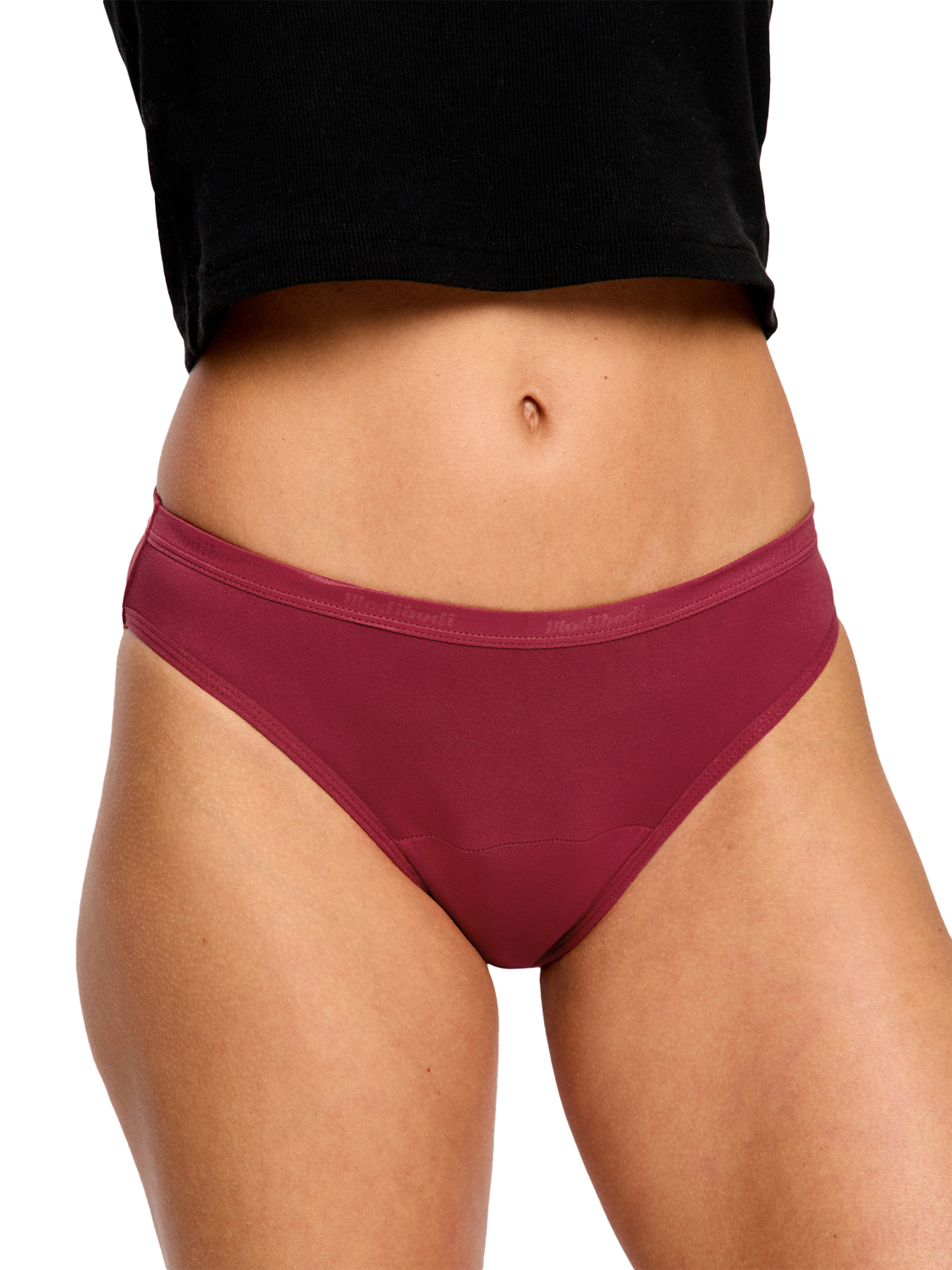 Product image 4 of 6, which shows Modibodi Classic Bikini Period Knickers, Moderate Absorbency, Bud Red, XS