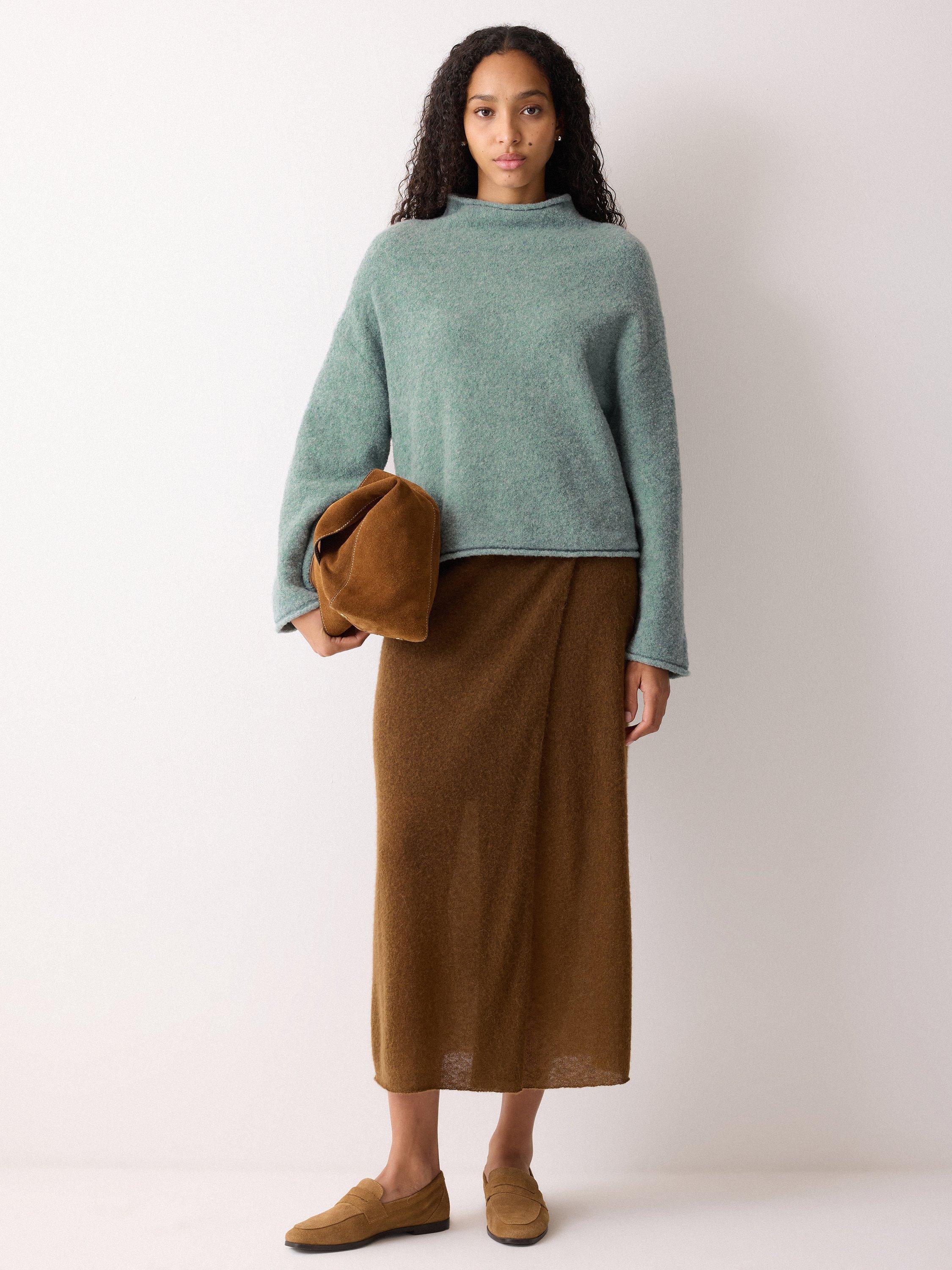 Product image 3 of 7, which shows Jigsaw Fleecy Wool Rich Cropped Jumper, Blue, XL