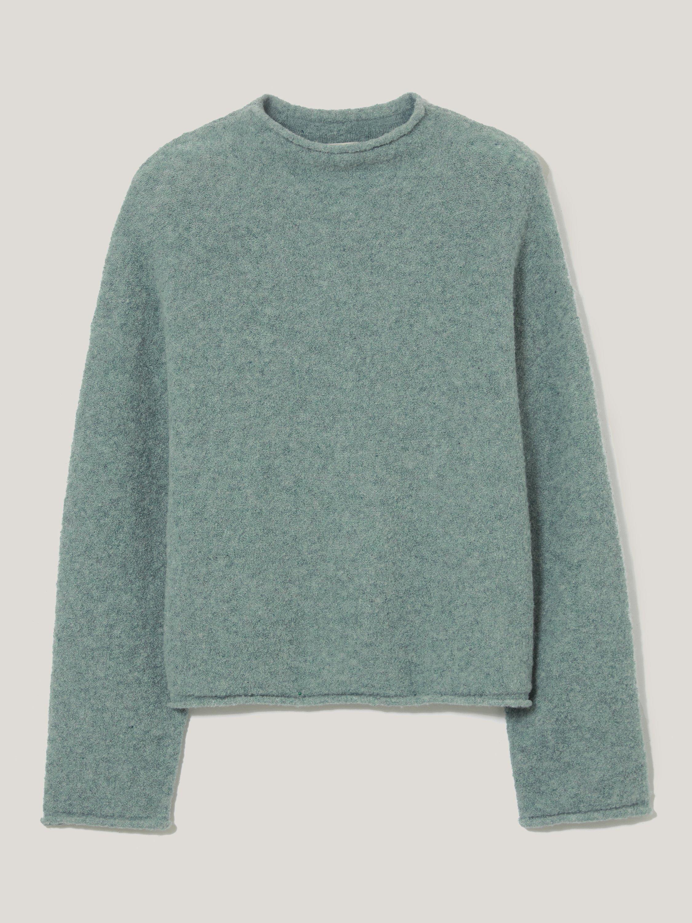 Product image 5 of 7, which shows Jigsaw Fleecy Wool Rich Cropped Jumper, Blue, XL