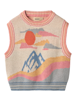 WHEAT Kids' Cotton Jacquard Knit Sleeveless Vest, Multi, Multi