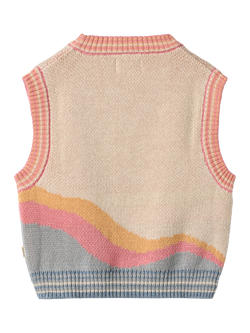 WHEAT Kids' Cotton Jacquard Knit Sleeveless Vest, Multi - view 2, Multi
