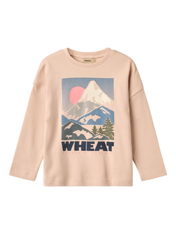 WHEAT Kids' Hanni Mountain Print T-Shirt, Rose Dust, Rose Dust
