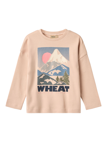 WHEAT Kids' Hanni Mountain Print T-Shirt, Rose Dust, Rose Dust