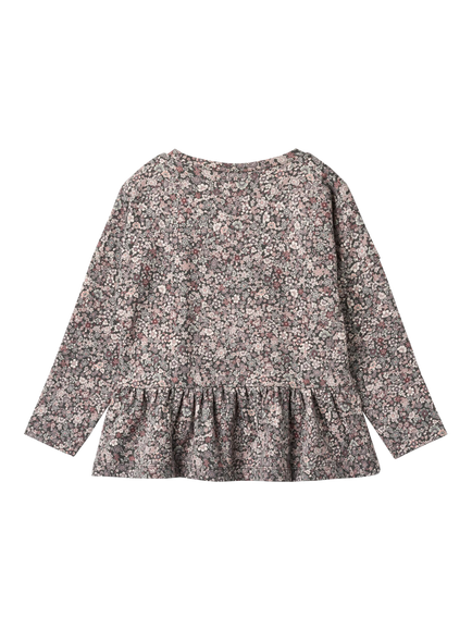 WHEAT Kids' Carolina Floral Print Peplum T-Shirt, Purple Stone - view 2, Purple Stone