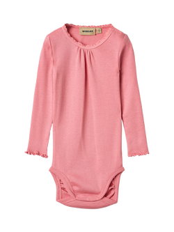 WHEAT Baby Lotta Long Sleeve Rib Bodysuit, Soft Pink, Soft Pink