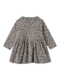 WHEAT Baby Cotton Long Sleeved Printed Dress, Stormy Weather - view 2, Stormy Weather