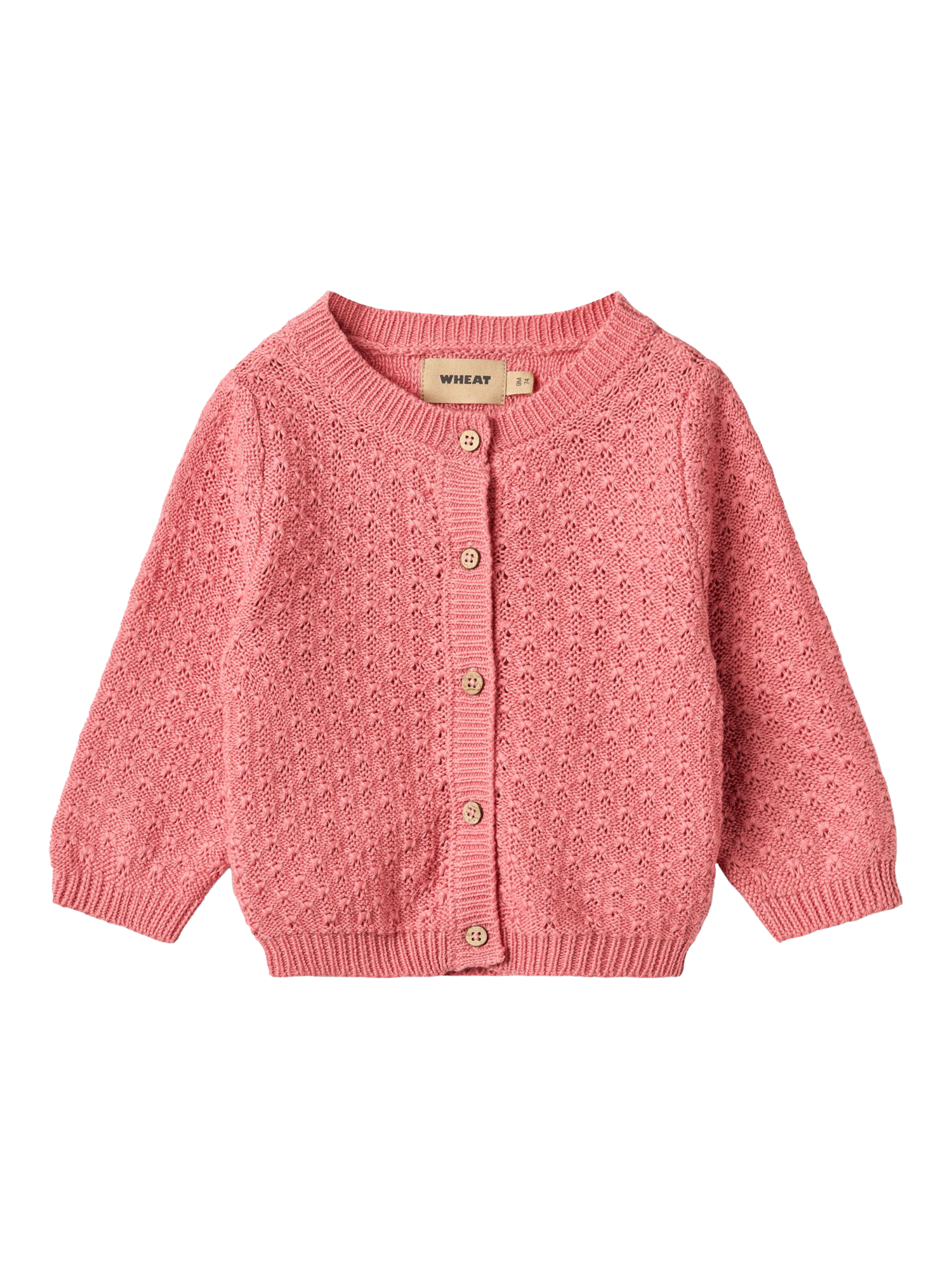 WHEAT Kids' Magnella Structured Knit Cardigan, Soft Pink