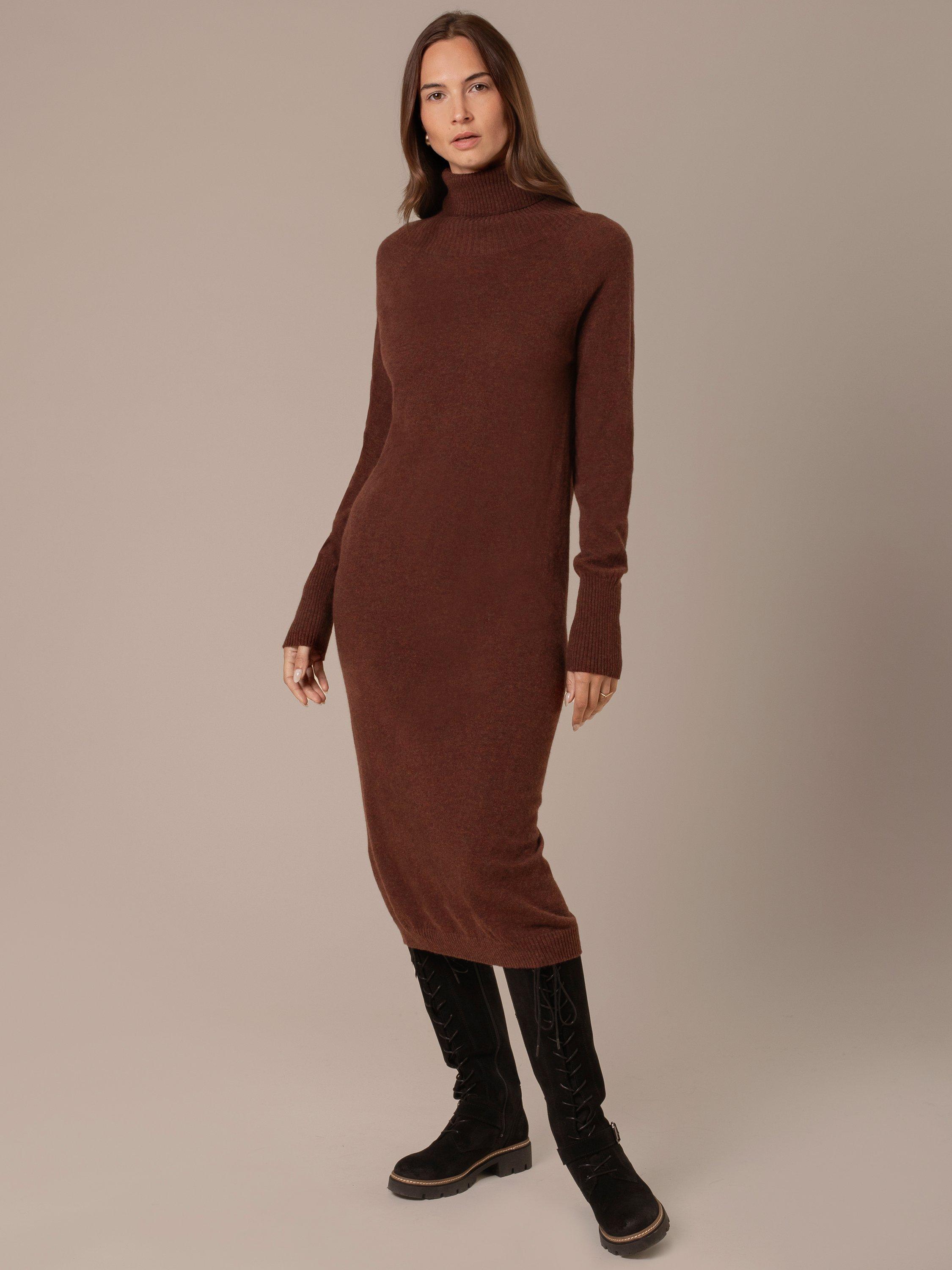 Product image 1 of 6, which shows Celtic & Co. Turtleneck Pure Wool Jumper Midi Dress, Ember, XS