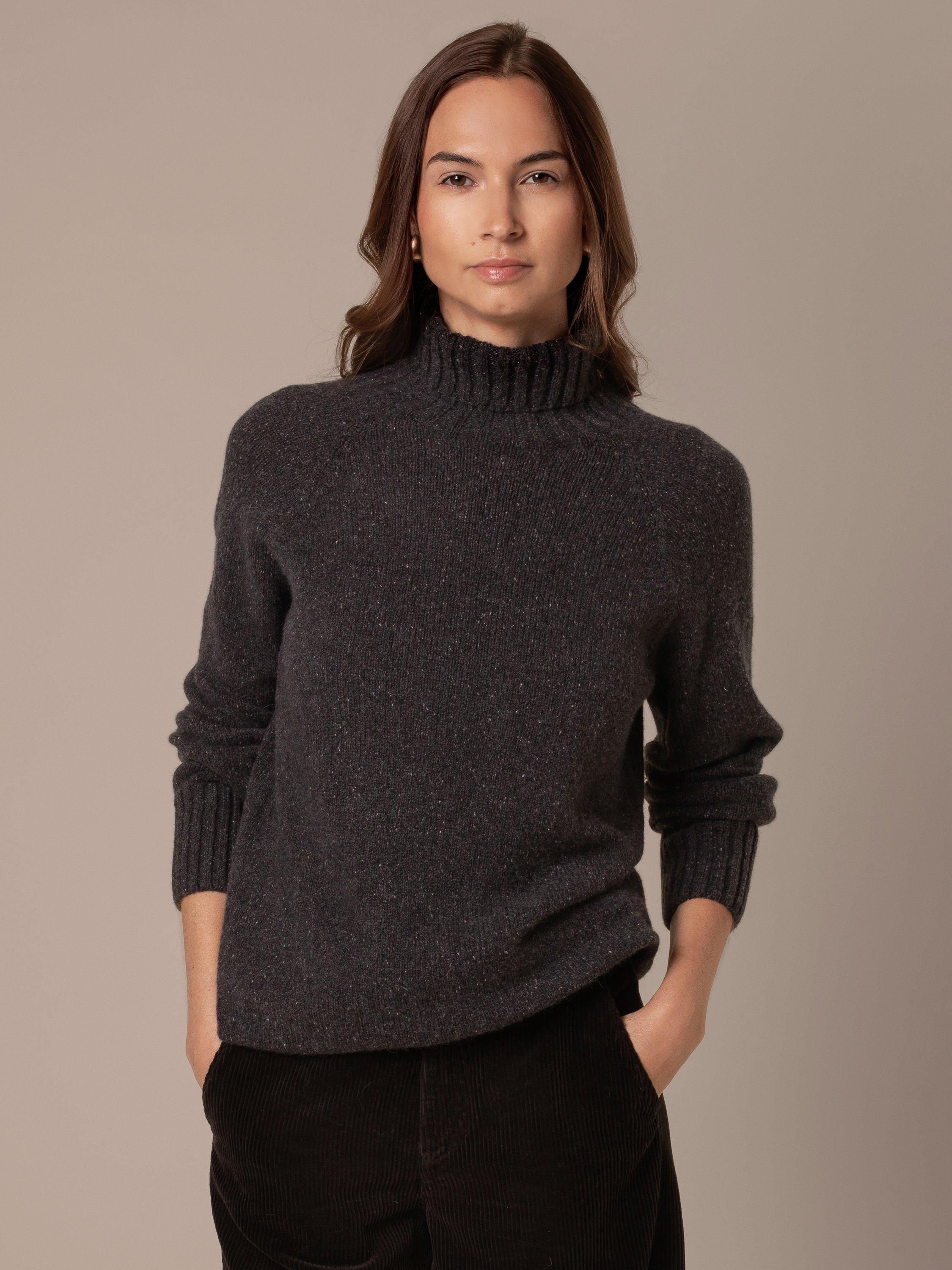Product image 1 of 6, which shows Celtic & Co. Recycled Merino Cashmere Roll Neck, Charcoal, XS