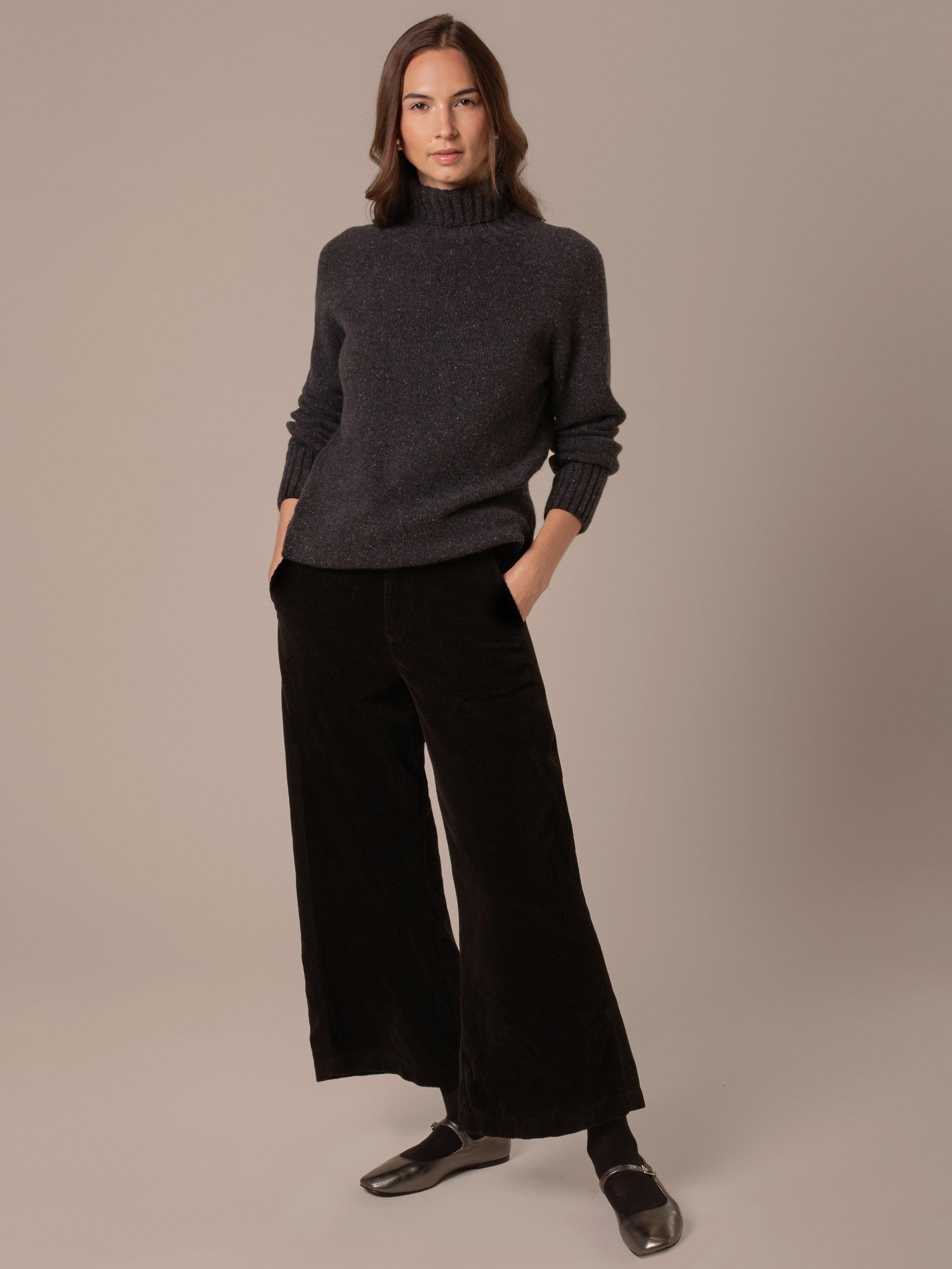 Product image 3 of 6, which shows Celtic & Co. Recycled Merino Cashmere Roll Neck, Charcoal, XS