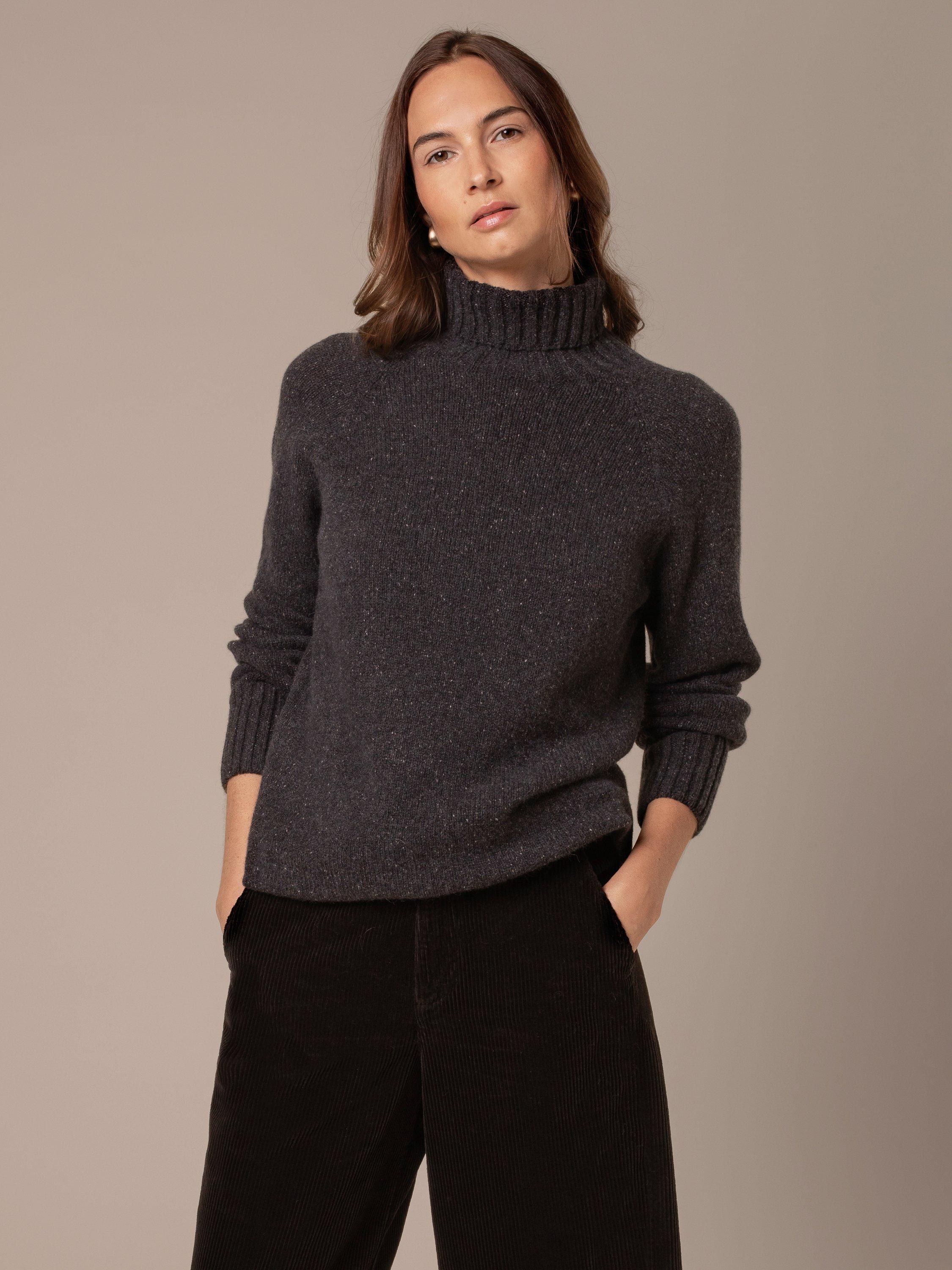 Product image 4 of 6, which shows Celtic & Co. Recycled Merino Cashmere Roll Neck, Charcoal, XS