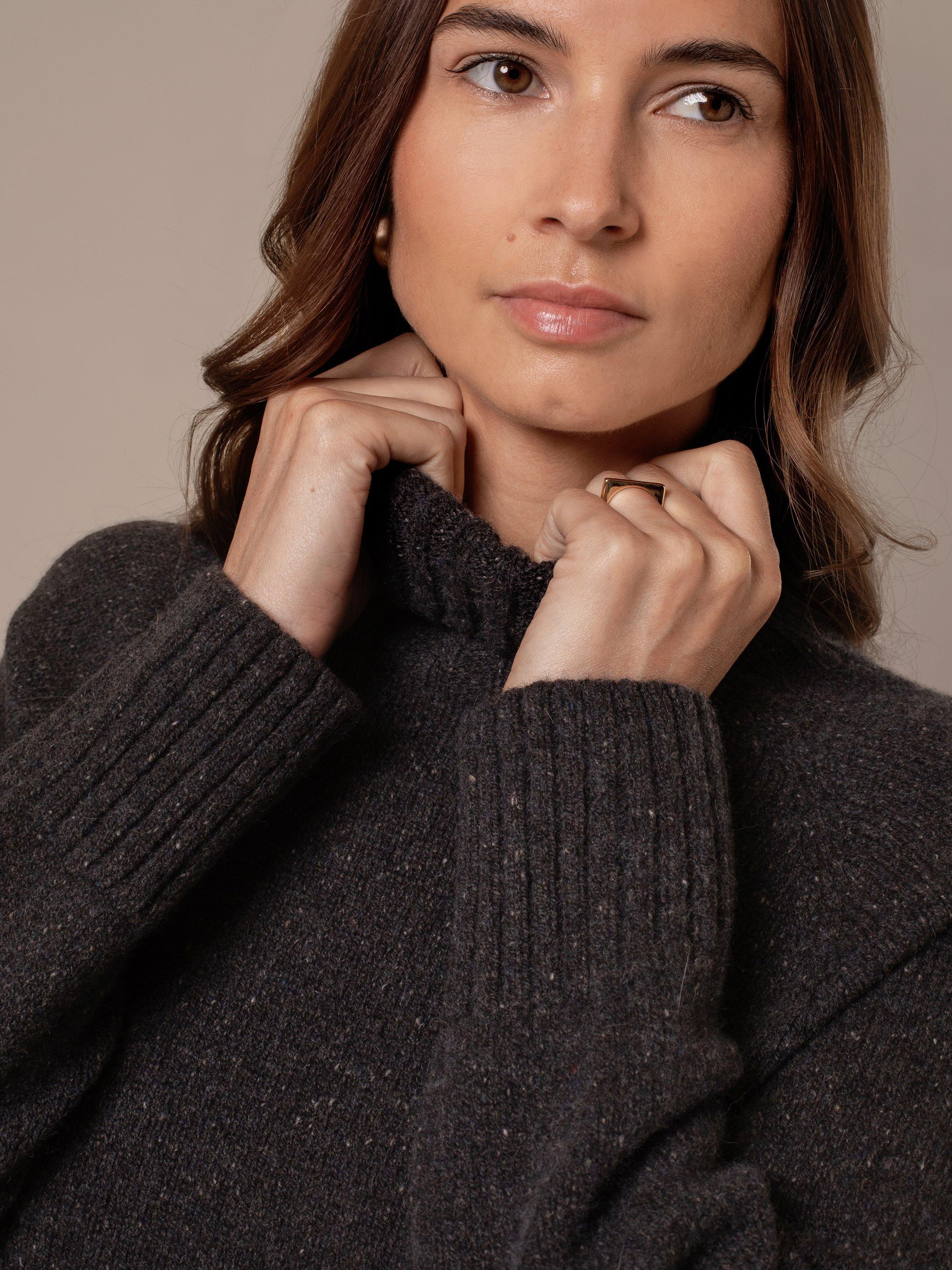 Product image 6 of 6, which shows Celtic & Co. Recycled Merino Cashmere Roll Neck, Charcoal, XS