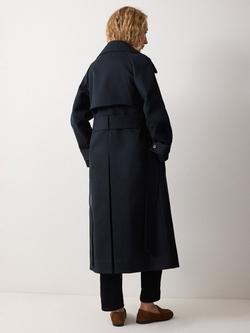 Jigsaw Bonded Longline Cotton Trench Coat - view 2, Navy