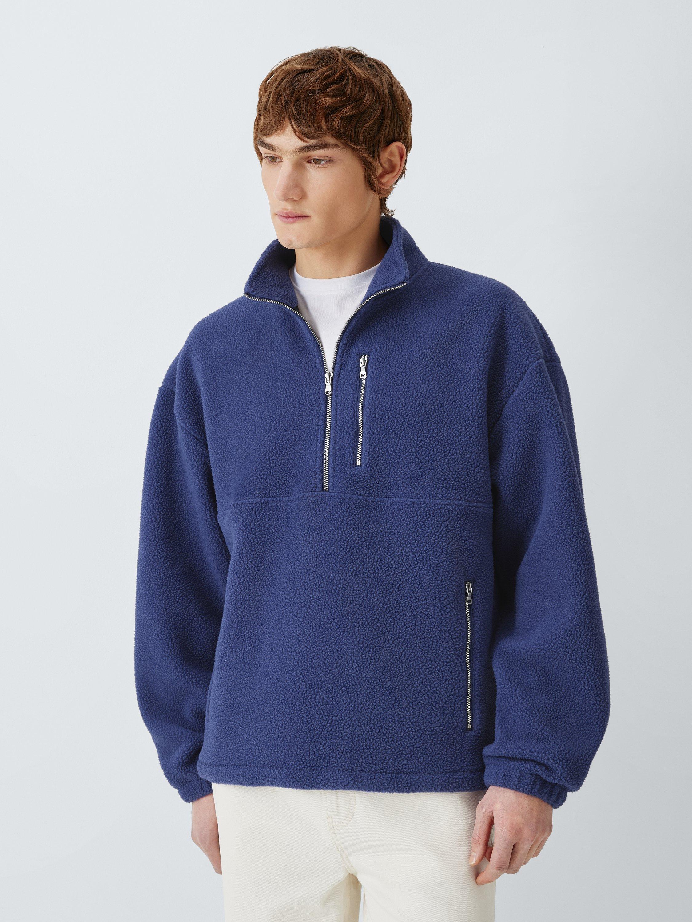 Product image 1 of 6, which shows John Lewis Half Zip Fleece, Blue, S