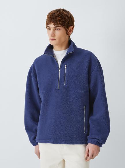 John Lewis Half Zip Fleece, Blue