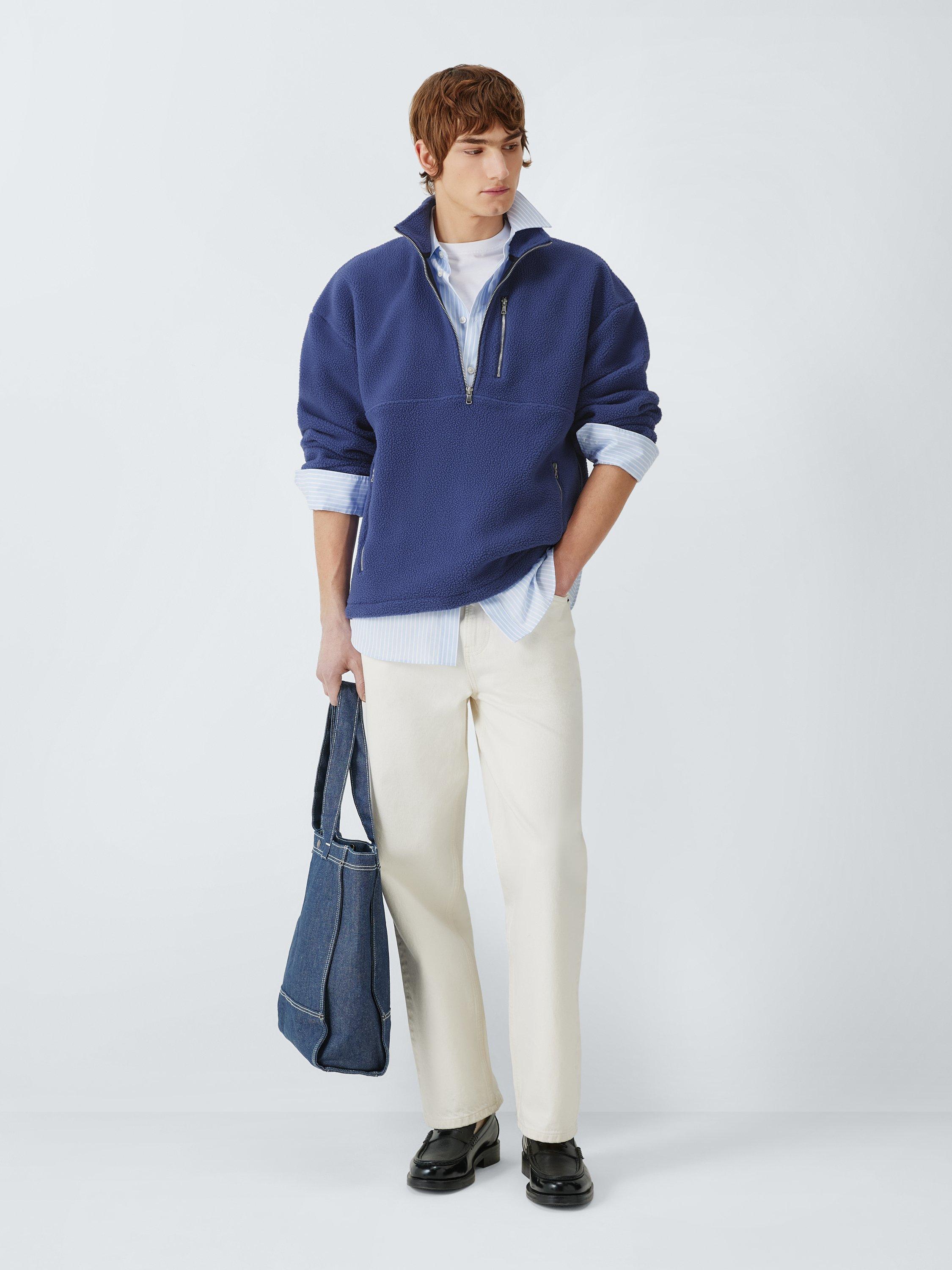 Product image 3 of 6, which shows John Lewis Half Zip Fleece, Blue, S