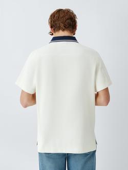 John Lewis Tipped Collar Waffle Textured Polo Shirt - view 2, Cannoli Cream