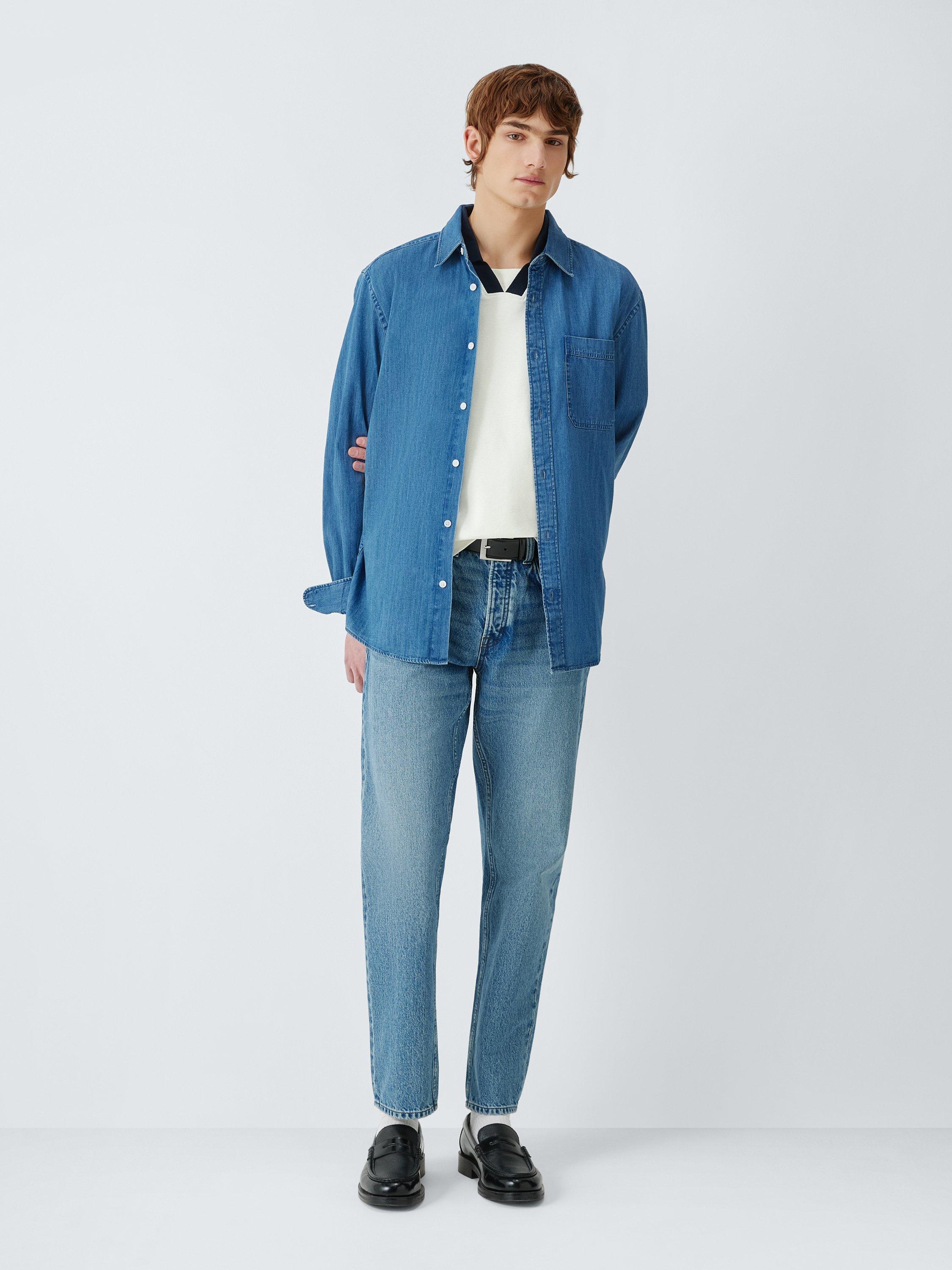 Product image 3 of 6, which shows John Lewis Cotton Tipped Waffle Short Sleeve Polo Top, Cannoli Cream, S