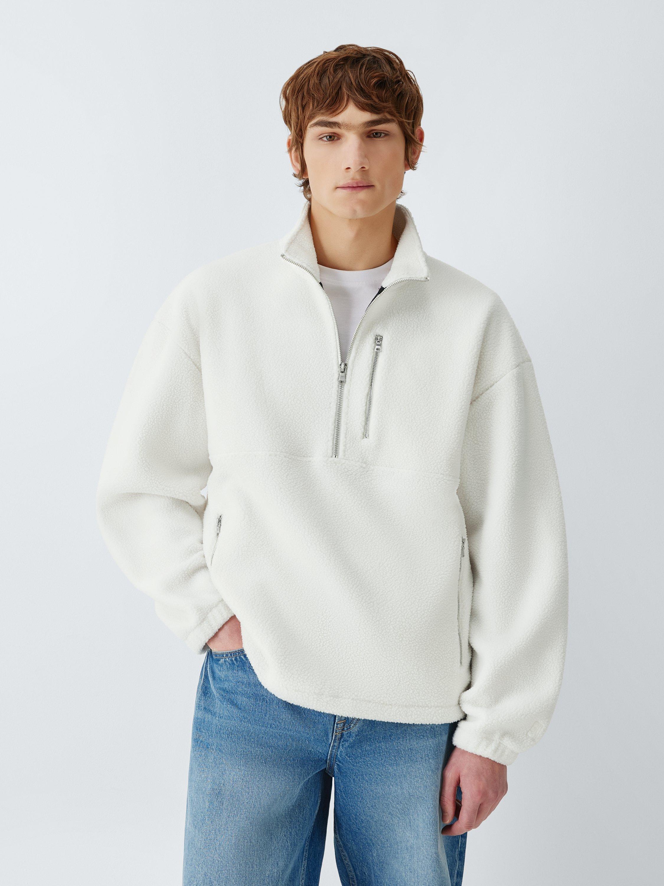 Product image 1 of 6, which shows John Lewis Half Zip Fleece, Cannoli Cream, S