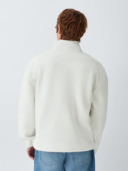 John Lewis Half Zip Fleece - view 2, Cannoli Cream