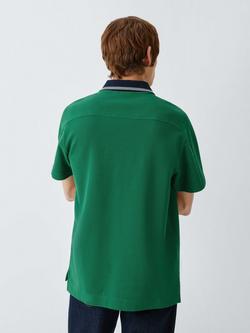 John Lewis Tipped Collar Waffle Textured Polo Shirt - view 2, Emerald Green