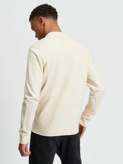 Ben Sherman Cotton Blend Regular Fit Cable Knit Polo Shirt - view 2, Ivory
