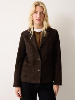 Jigsaw Austen Suede Blazer, Brown, Brown