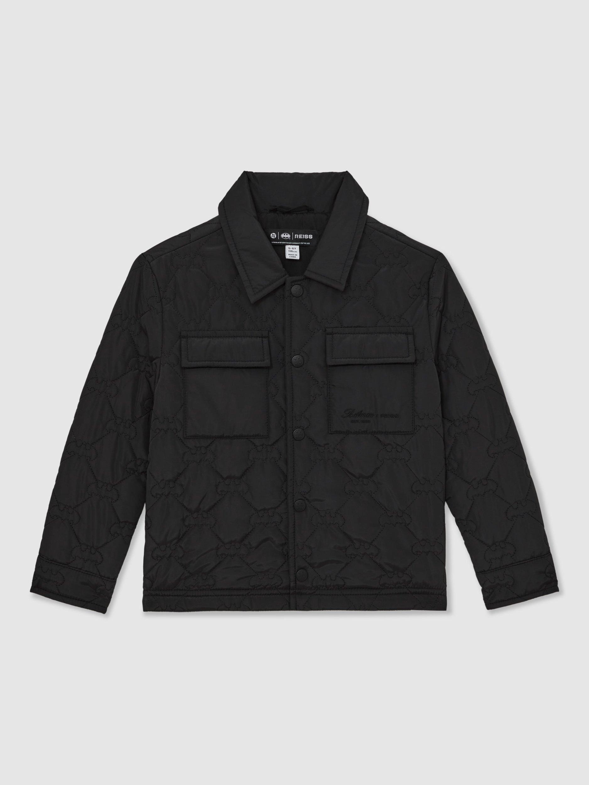 Product image 1 of 5, which shows Reiss Kids' Falcone Quilted Jacket, Black, 3-4 years