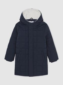 Reiss Kids' Nick Quilted Coat, Navy - view 2, Navy
