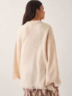 Monsoon Fay Fringed Poncho, Natural - view 2, Natural