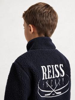 Reiss Kids' Nico Fleece Jacket, Navy Blue - view 2, Navy Blue